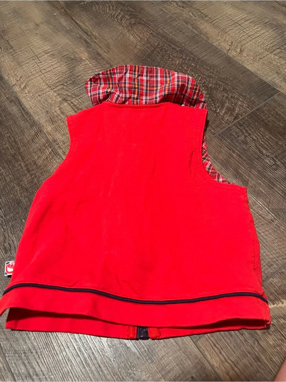 Sesame Street Red Fleece Vest with Plaid Collar